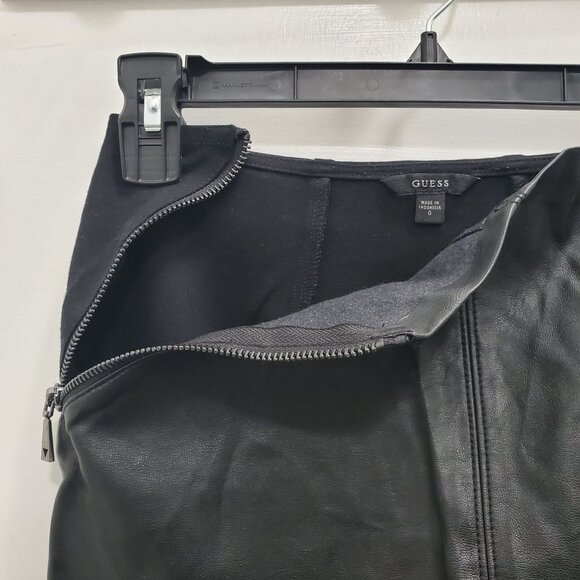 Guess Women's Black Faux Leather Stretch High Waist Zippered Pencil Skirt Size 0 - Picture 4 of 7